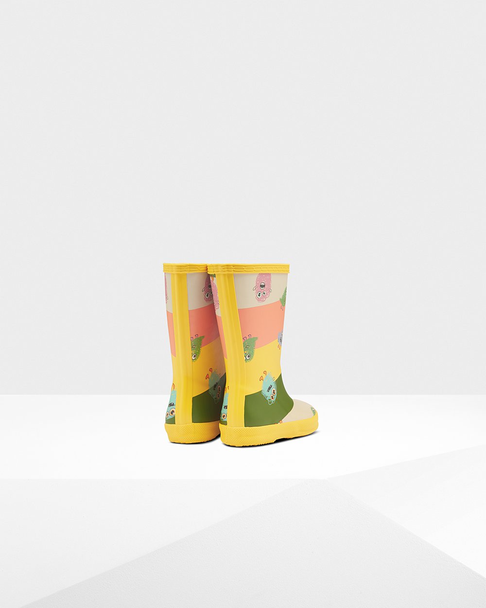 Kids Rain Boots - Hunter Original First Classic Scribble Print (48IHCJRLY) - Yellow